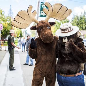 Moose Smokey the Bear at festival