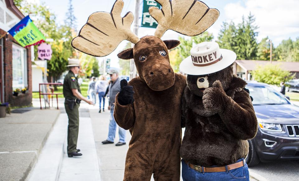 Moose Smokey the Bear at festival