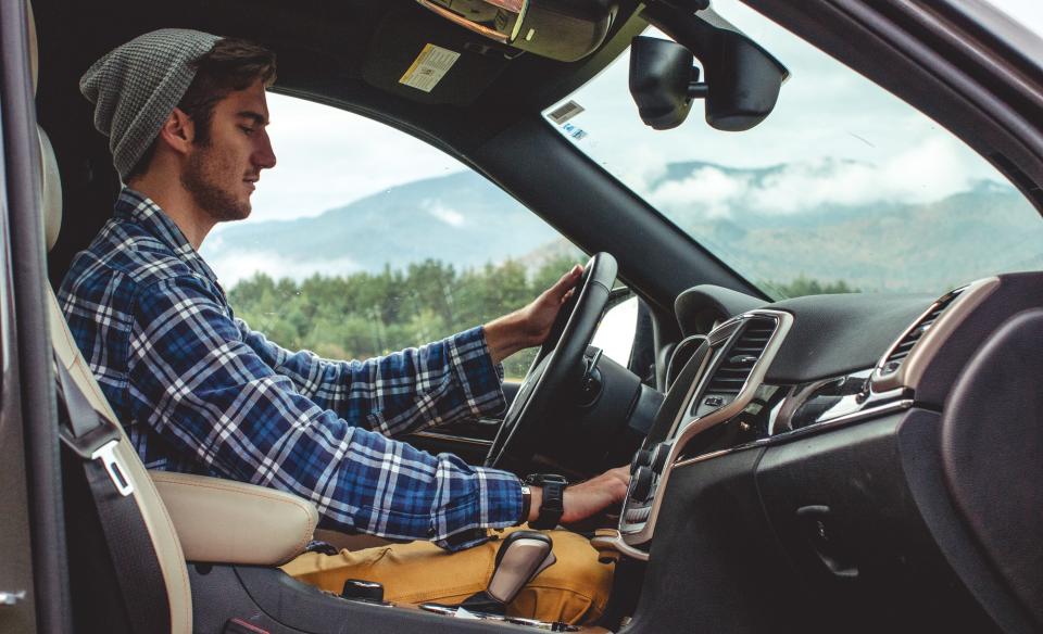 A young man driving