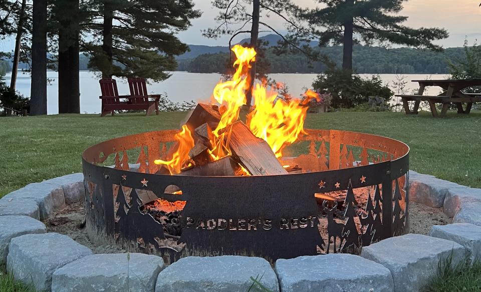 Custom fire ring at dusk